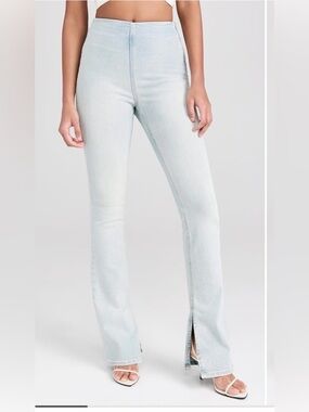 EB Denim High-Rise Flare Split Hem Jeggings. XS